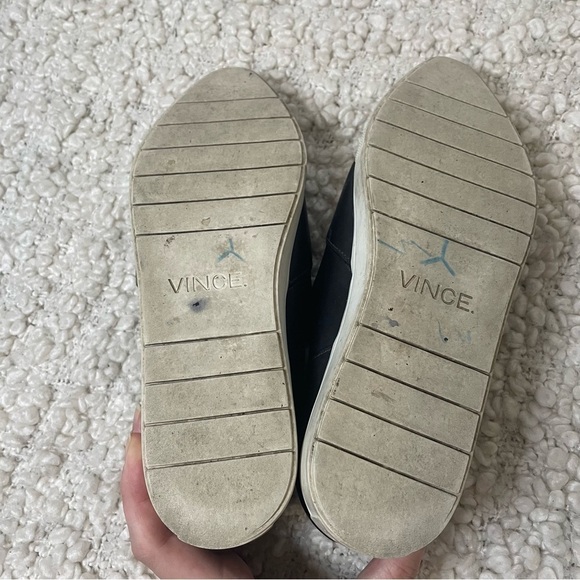 VINCE Black Leather Slip On Sneakers 6 - Picture 7 of 8